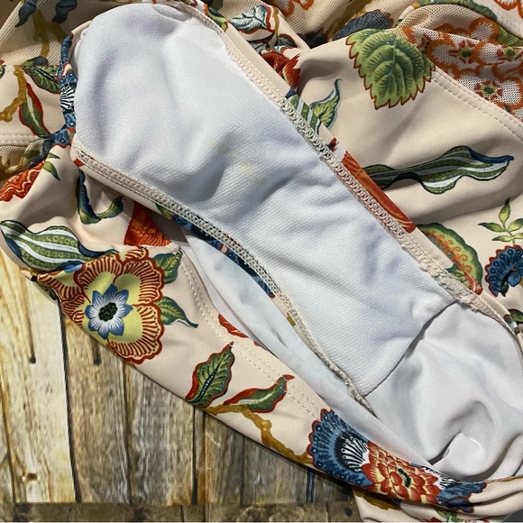 Orange Blue Floral Lightly Padded One Piece Swimsuit - Picture 3 of 5